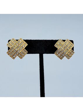 Vintage Swarovski Goldtone X Earrings #2184